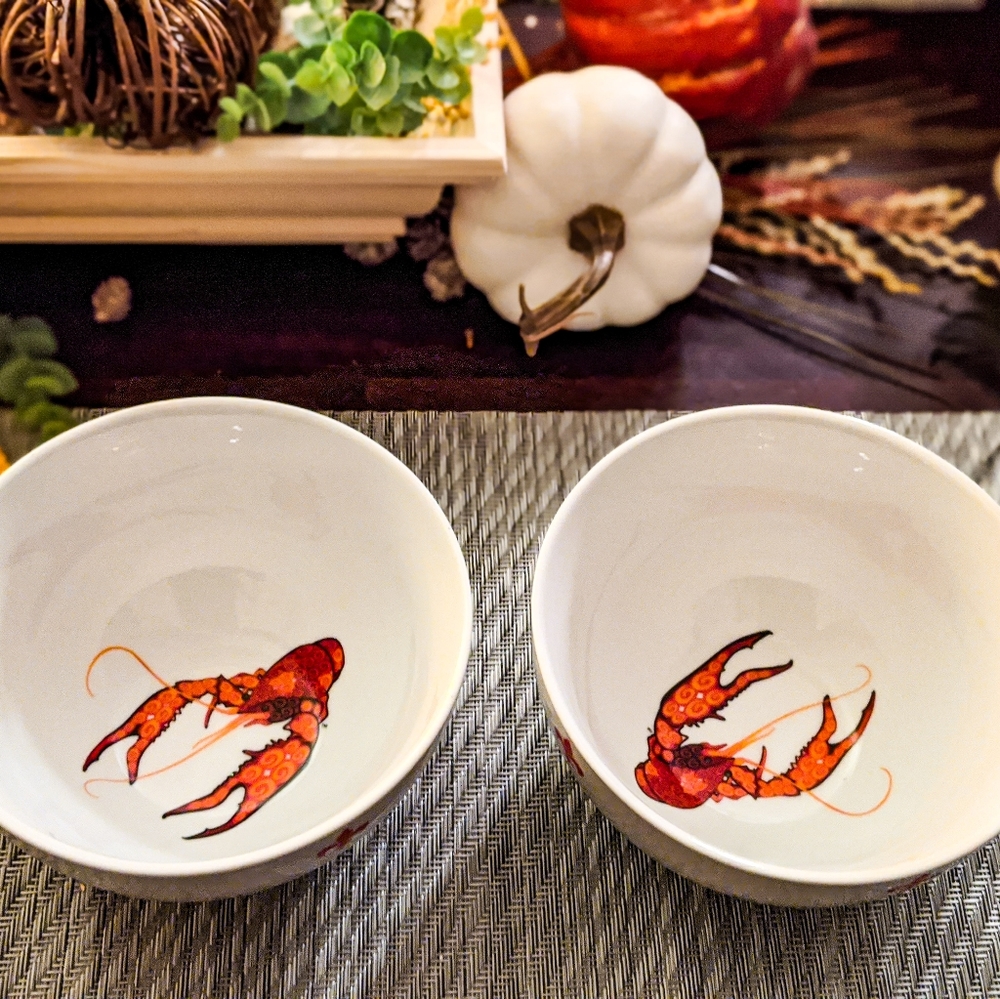 (2) Rare Brand New Porcelain Crawfish Bowls - Picture 3 of 8
